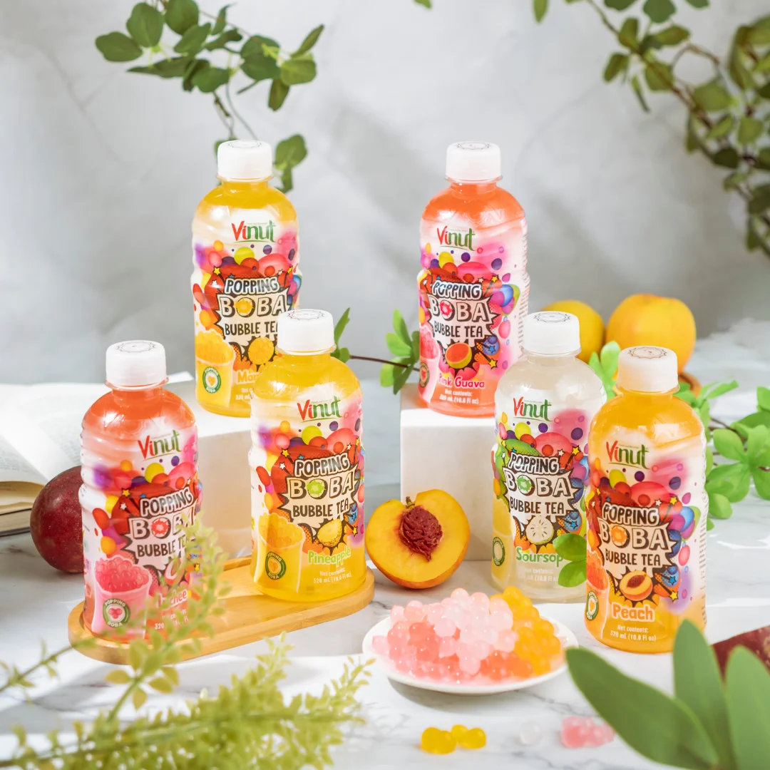 Exclusive Private Label Popping Boba Bubble Tea Tropical Fruit Juice Drink 320ml - VINUT Manufacturer Beverage, Free Sample, Who