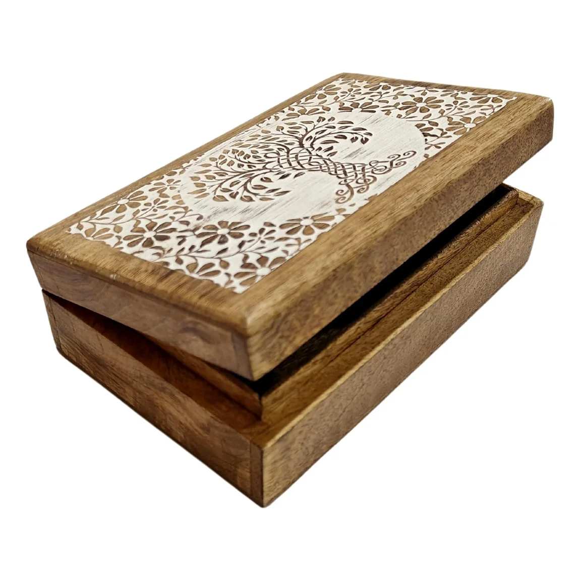 Top Selling Hand Carved Wooden Decorative Box Solid Mango Wood Box for Keepsake Storage, Multipurpose Use Direct Factory Supply