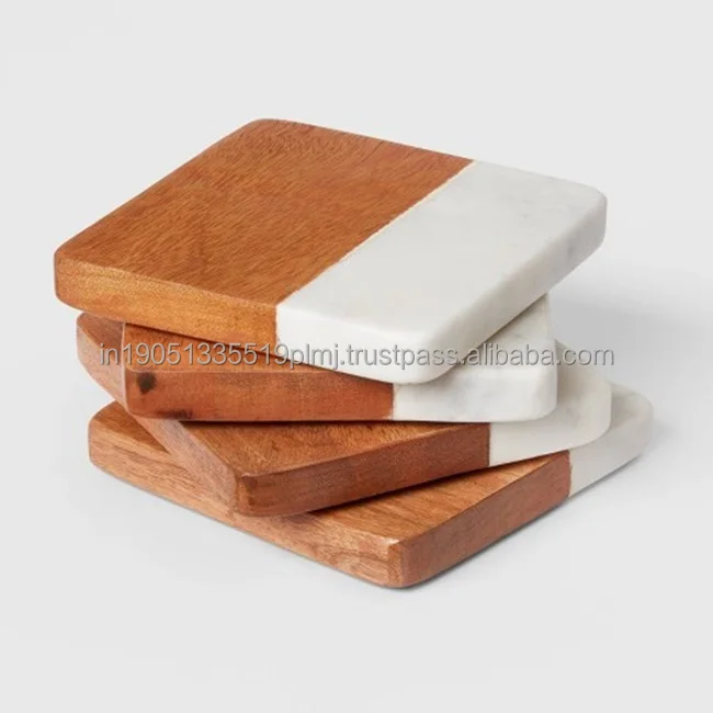 Wholesale Free Coaster Solid Wood Tree Coaster For Table Top Decorative Wooden Customized Wooden & Marble Coaster From India