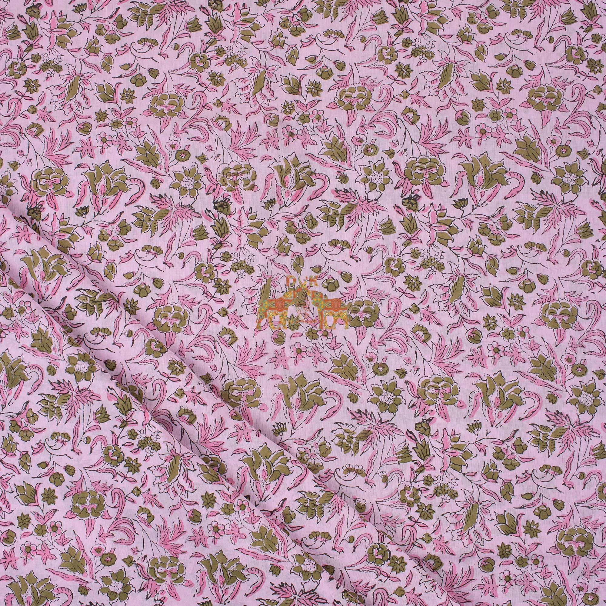 Manufacturer Hand Block Print Fabric Lightweight Floral 100%Pure Cotton Printed Soft Fabric For Women Dress Material And Apparel