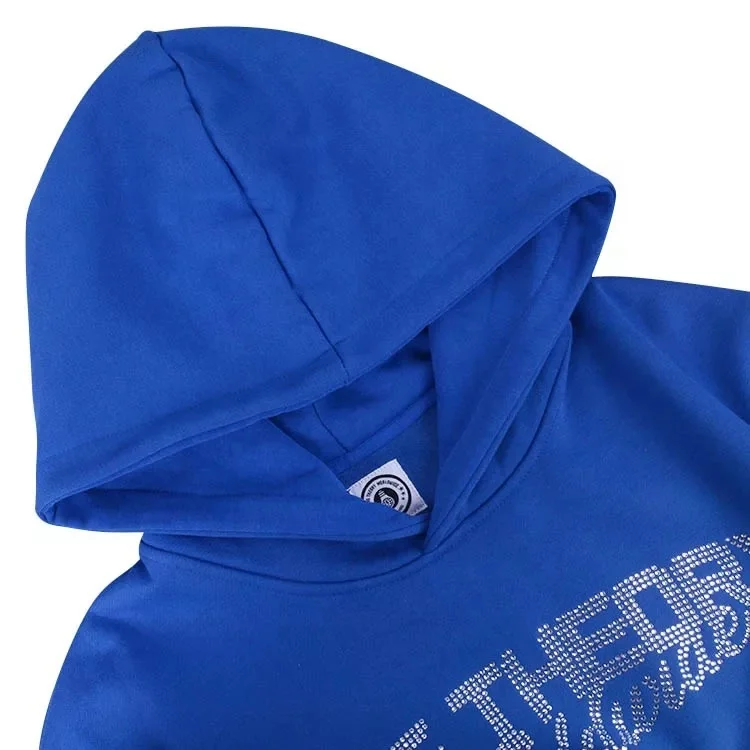 Wholesale hoodies for men cheap blank CVC fleece unisex custom hoodie Rhinestones printing