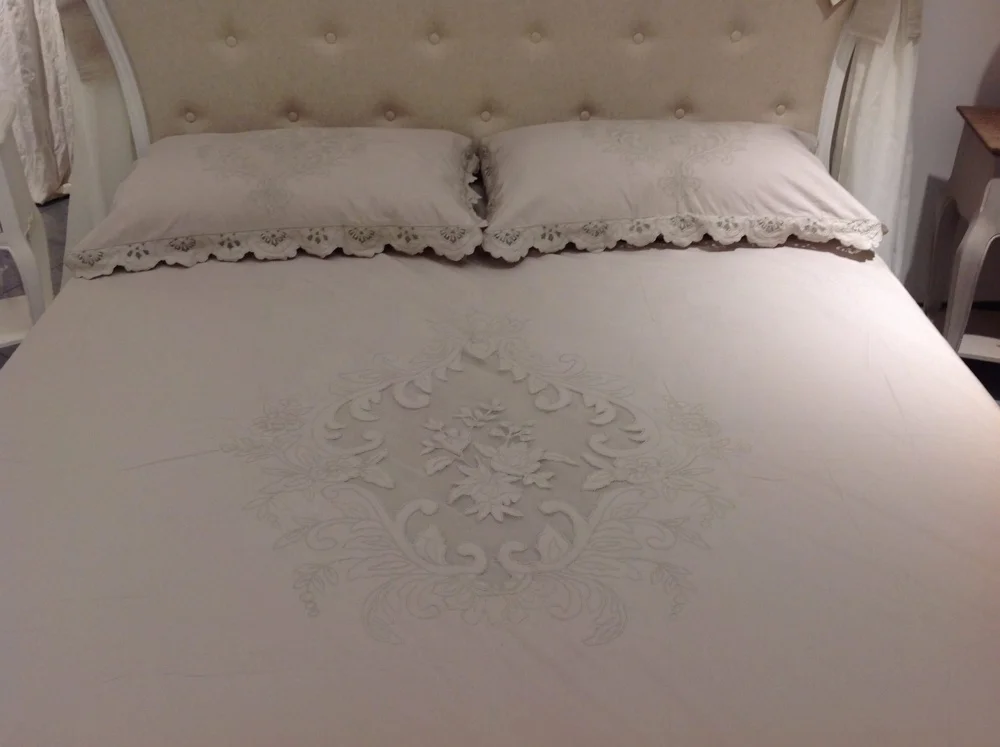 Custom Manufacturer Embroidery Duvet Bedding Set High Quality Cotton Sateen Luxury Bedding Set Bed Sheet Set Full Sizes