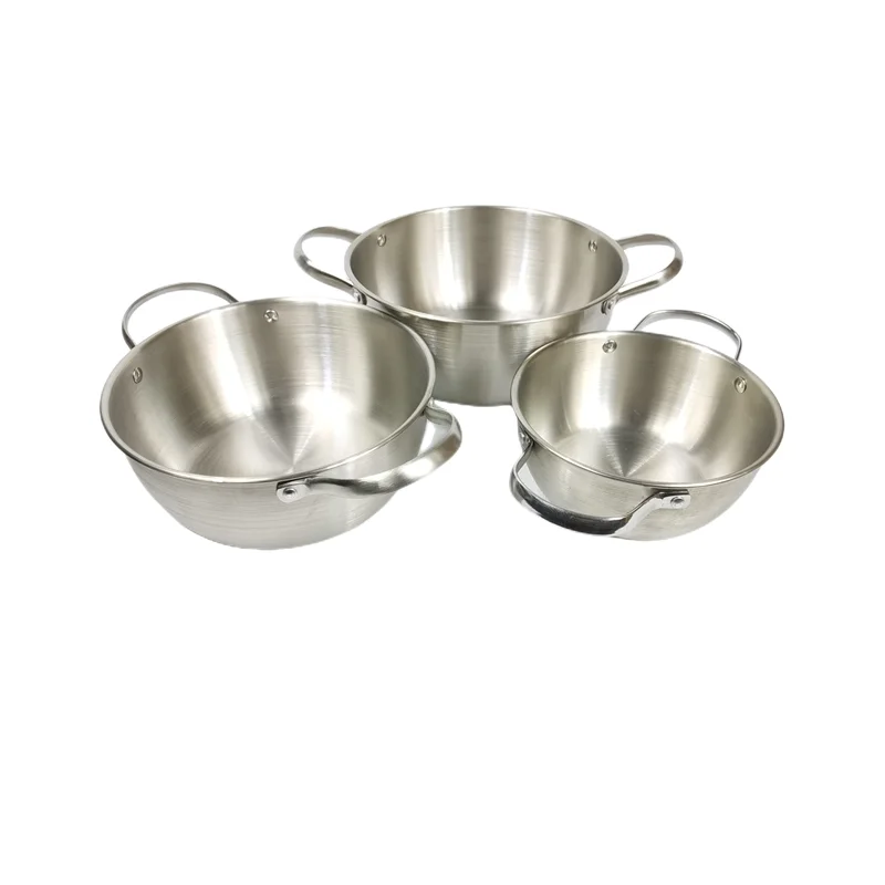 High quality Korean thickened stainless steel double gold ear ramen pot mini hot pot  stainless steel instant noodle pot