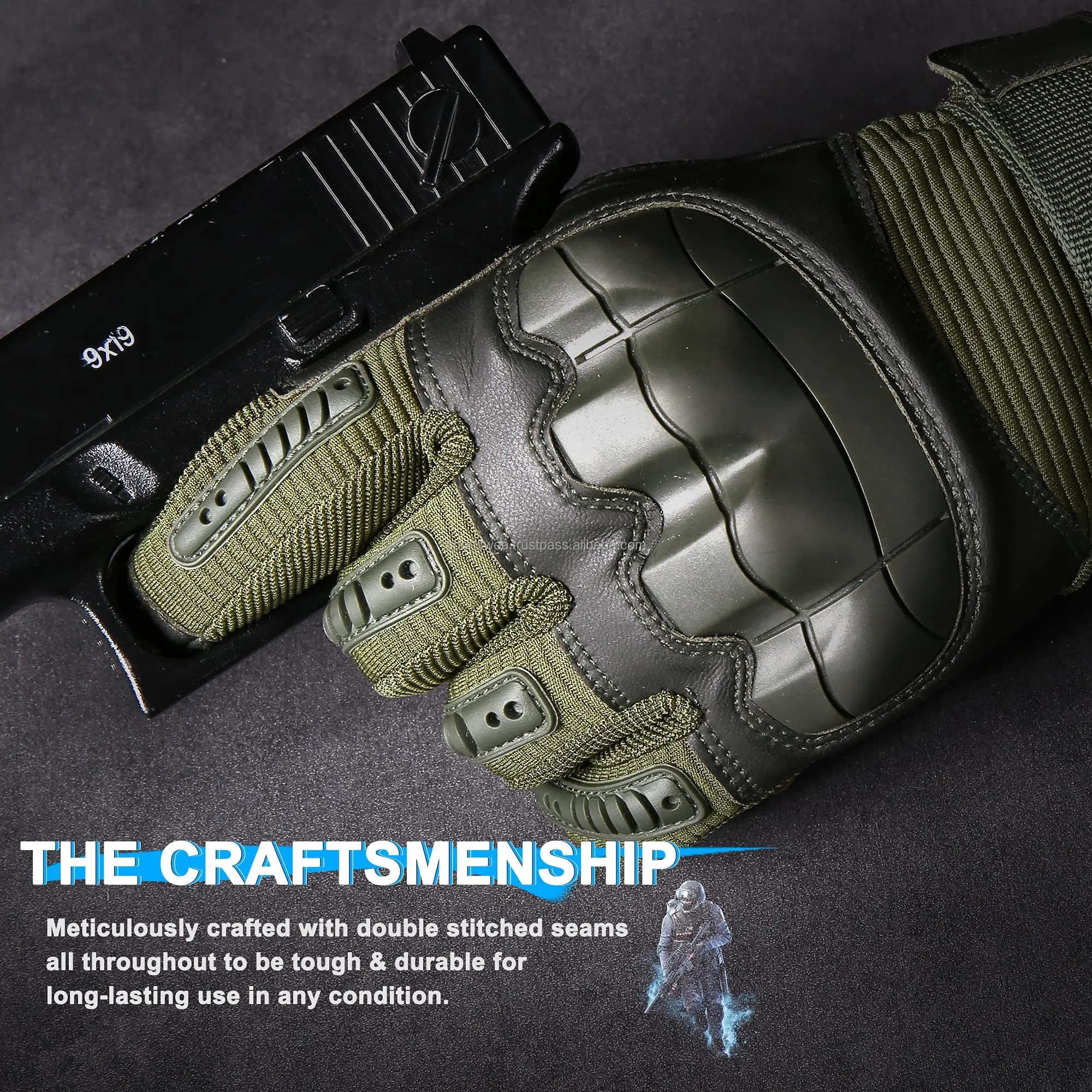 Motorcycle Gloves Touch Screen Gloves Motorbike Hunting Hiking Climbing Full Finger Gloves for Men Green