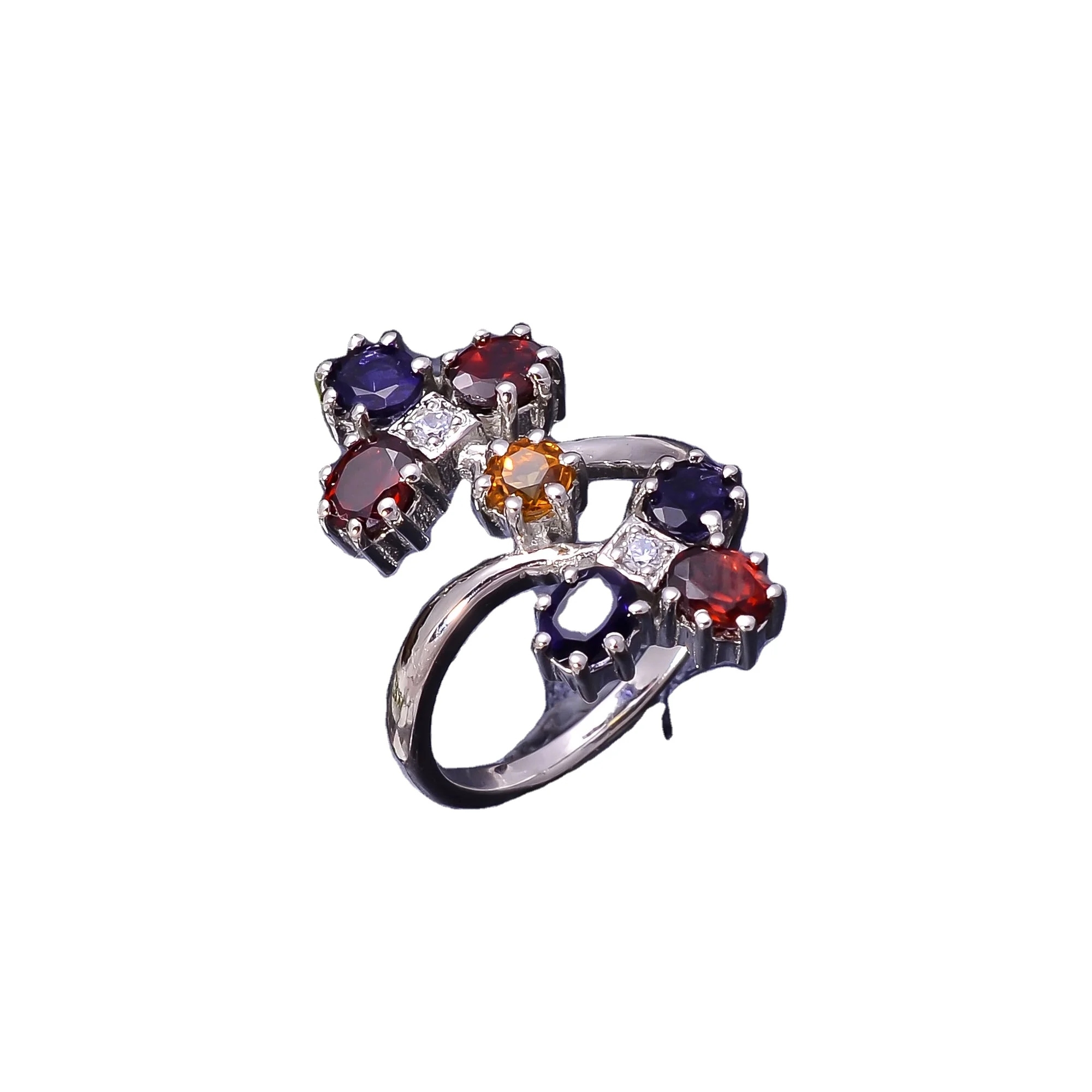 92.5 Sterling Silver 5.1 Gram Natural Multi Gemstone Faceted Round Shape Handmade Beautiful Vintage Ring Wholesale
