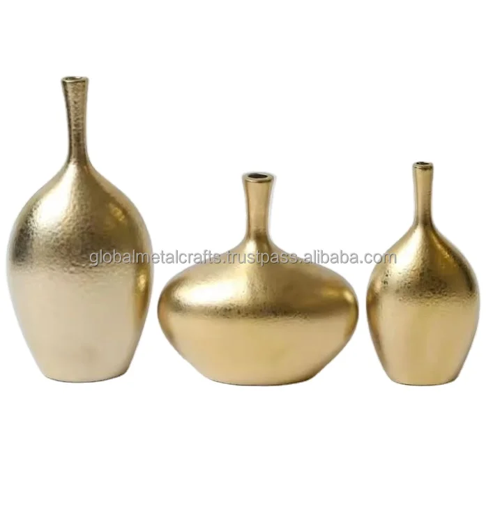 Custom Size Set of 3 Decorative Aluminium Metal Flower Vase New Design Wholesale Manufacturer Glass Flower Vases for Weddings