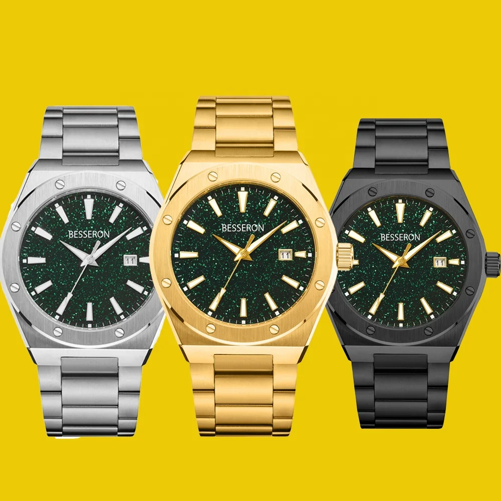 customised all luxury silver gold band watch diamond star shine dial waterproof custom logo patent water proof watch for men