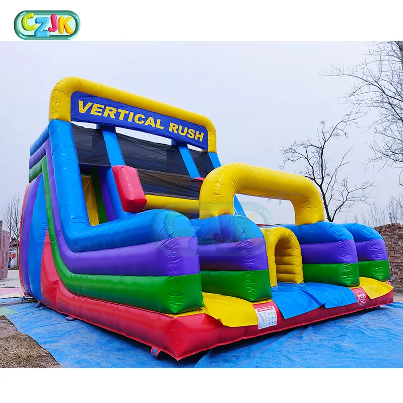 Red Yellow and Blue Inflatable Obstacle Course with Blower