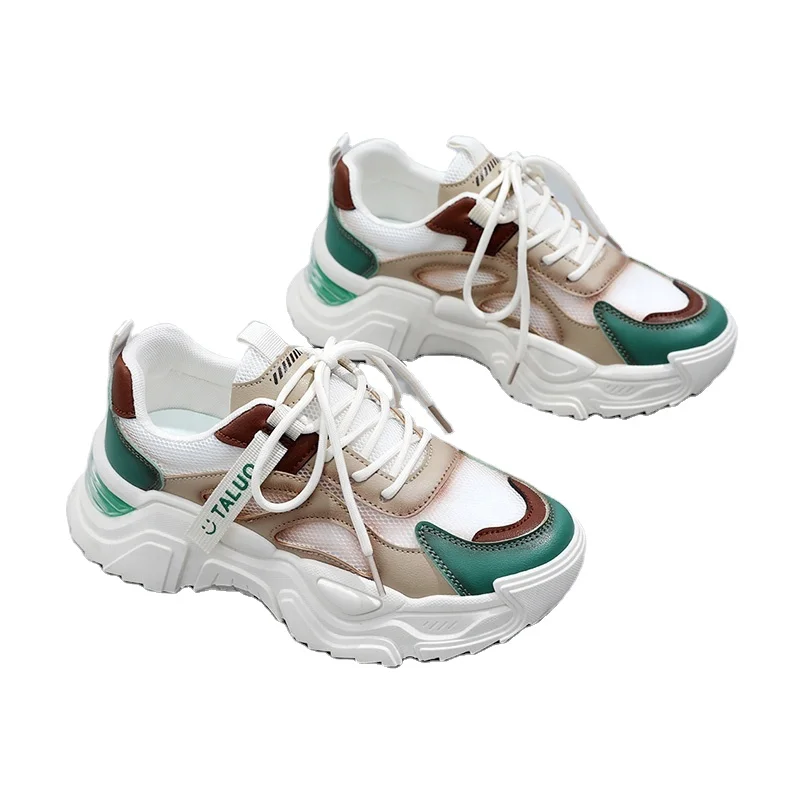 2024 New Spring Women Casual Sneakers Woman Fashion Platform Flats Lace Up Outdoor Walking Shoes Black