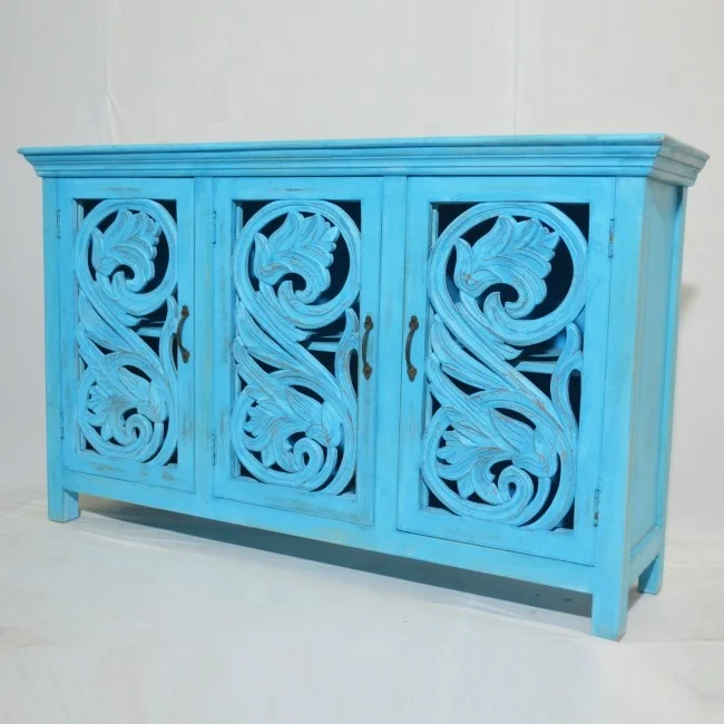 Индийский ручной резной буфетный шкаф буфет Джодхпур работы с античной резьбой из Джали