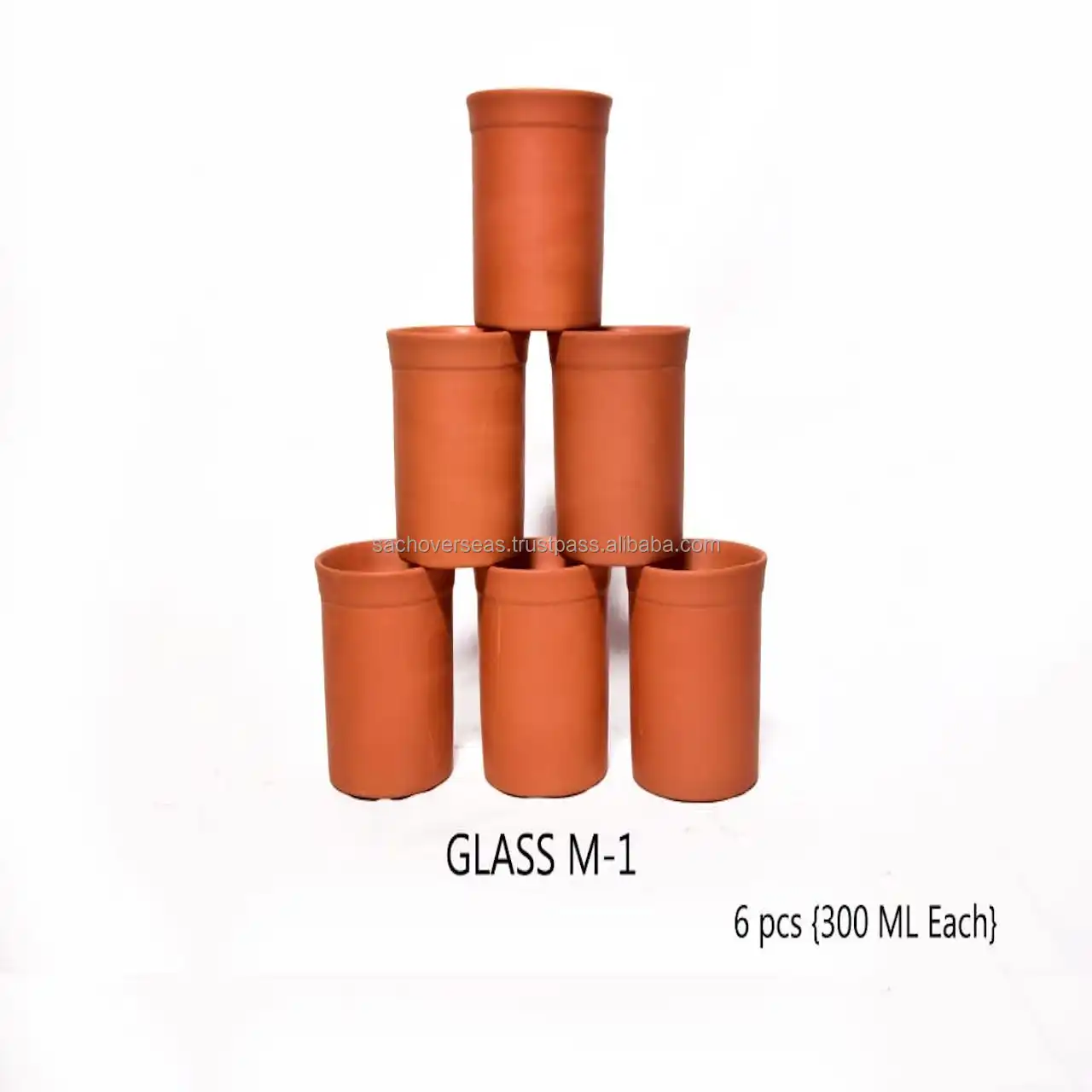 Ecofriendly Natural Terracota Clay Drinkware Glass and Jug Set with Tray For Water Serving