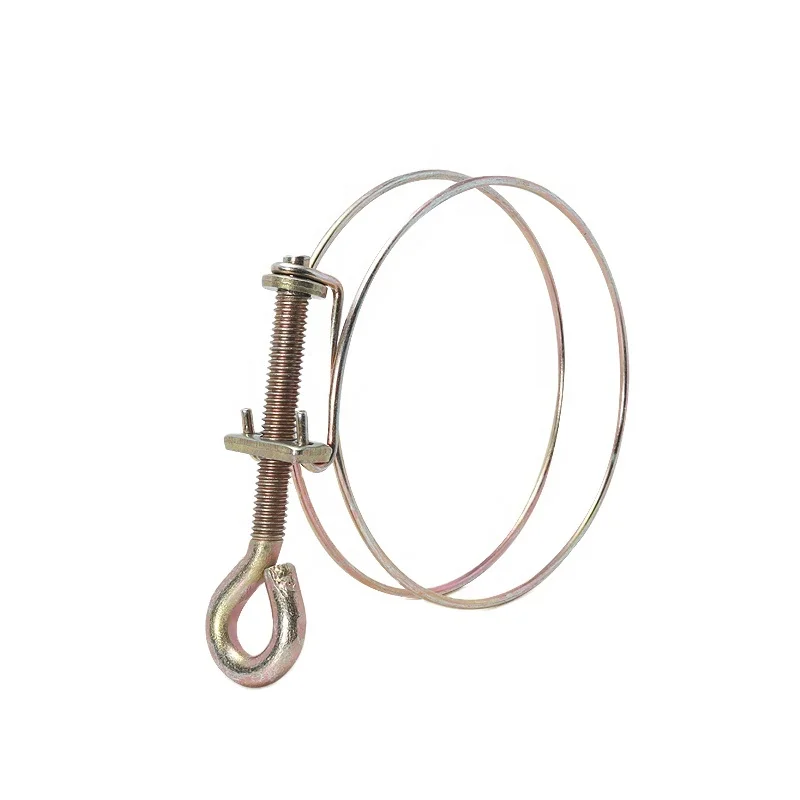 China Factory Price Wholesale 304 Stainless Steel Pipe Clamps Double Wire Bolts Adjustable Double Wire Hose Clamp with handle