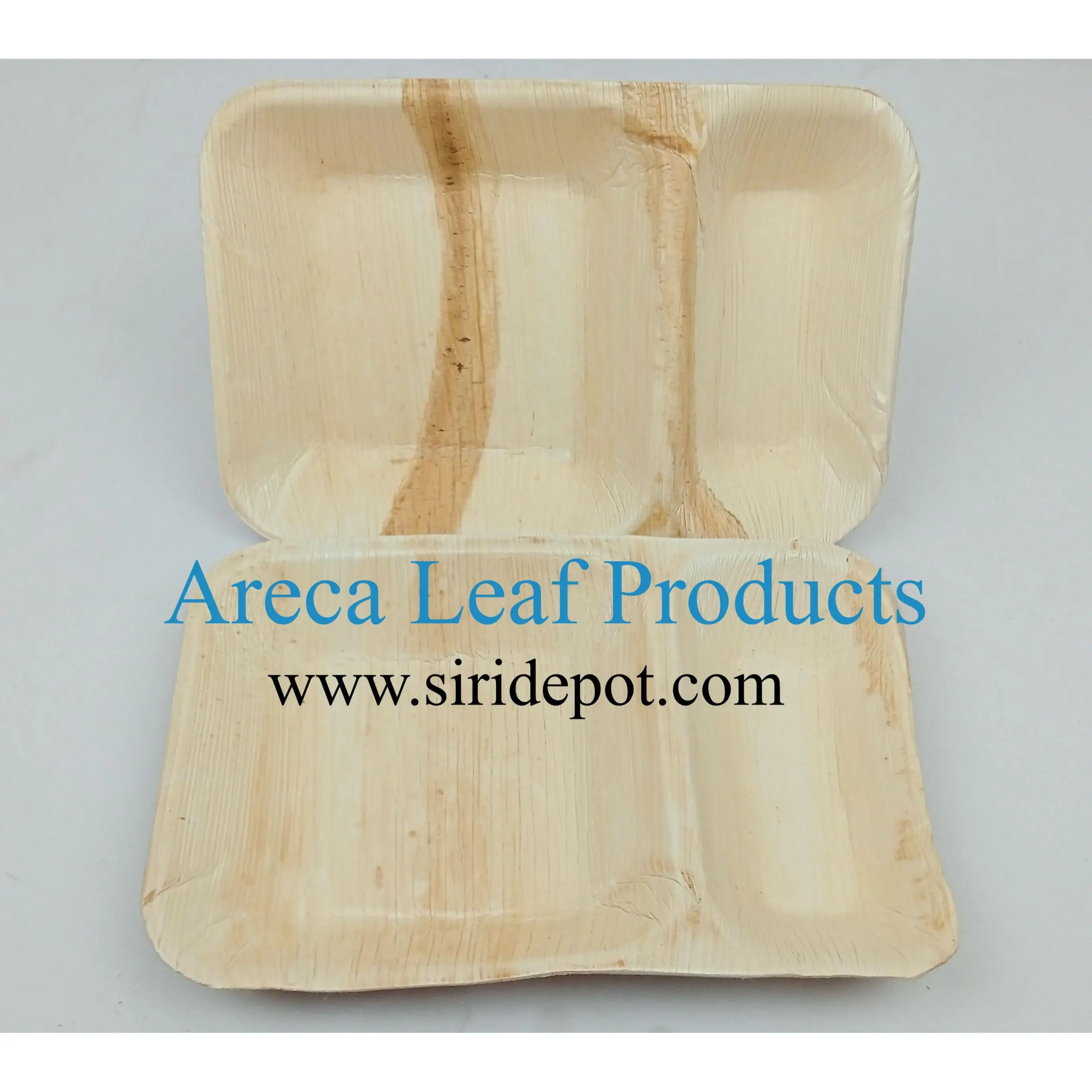 Eco-Friendly , 100 % Natural, Bio- degradable Disposable Areca Palm Leaf Rectangular 2 compartment Plate 23.6 cm Double Tray, no