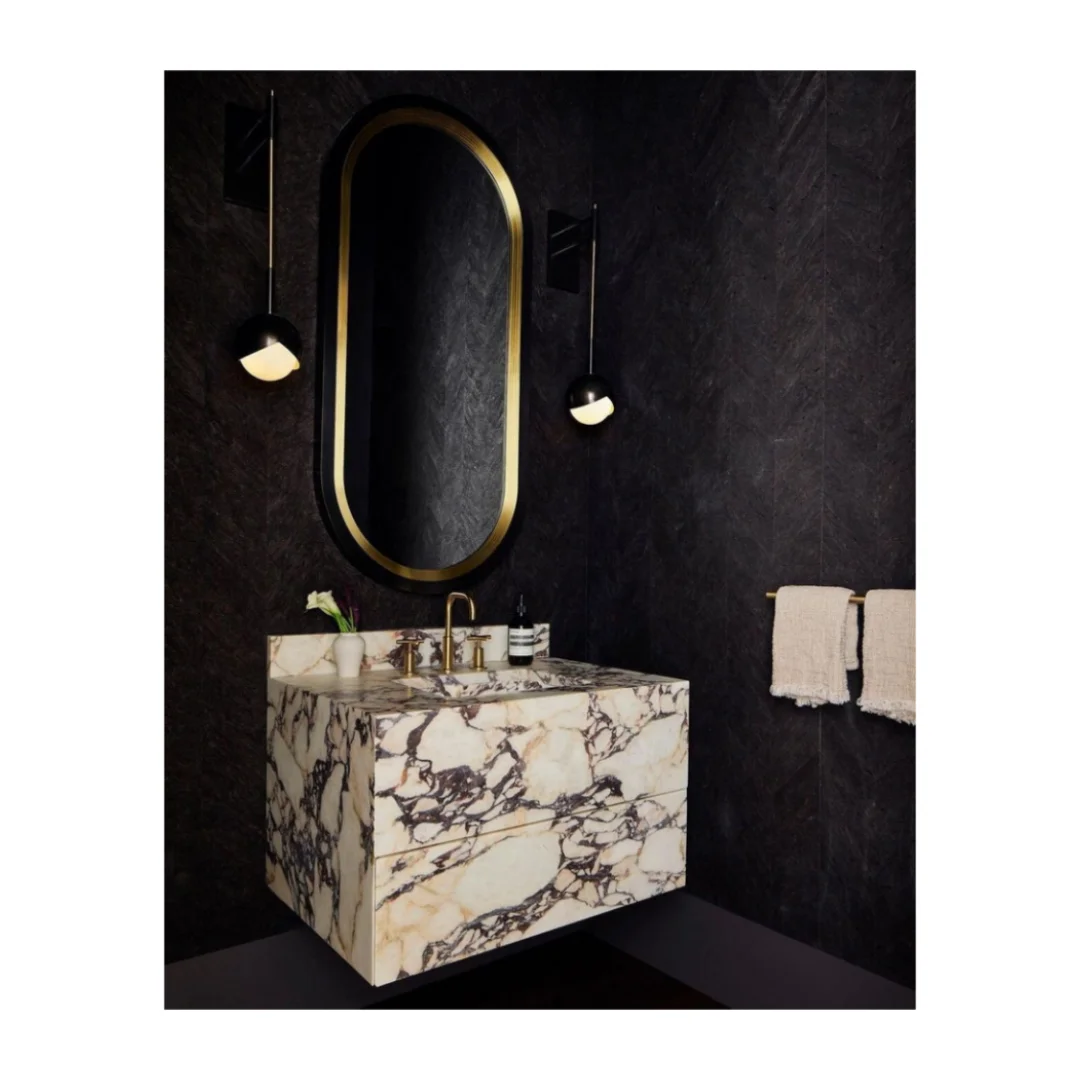 Luxury Wall Mount Marble Vanity Basin with Cabinet and Functional Marble Drawers Marble Basin Freestanding