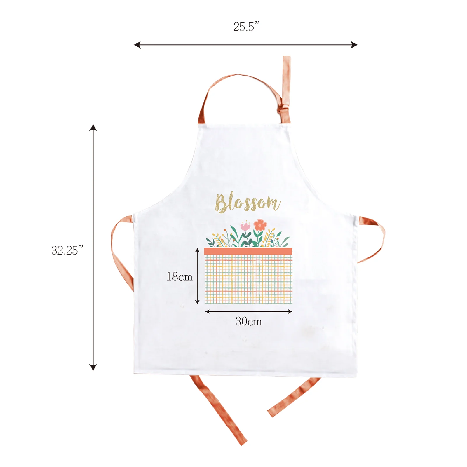Orange and pink printed flower garden 100%Polyester cute apron