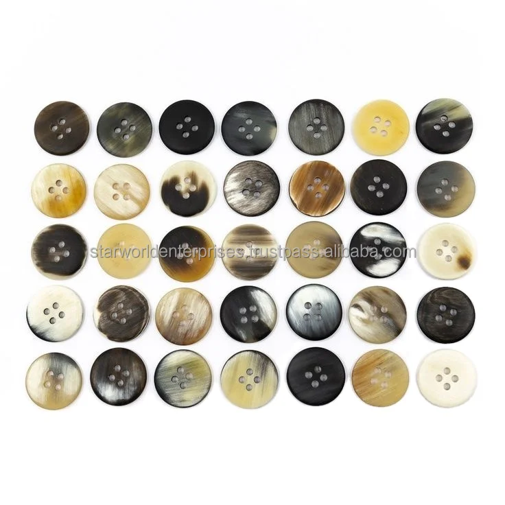 Buffalo ox horn button White horn button blanks Brown buffalo Buffalo horn garment button blanks