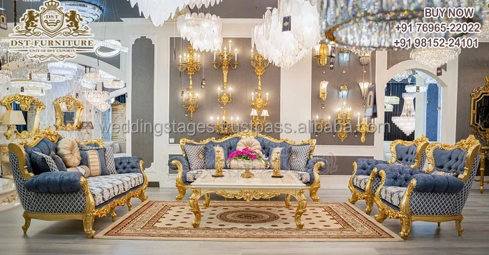 Indian Heavy Carved Design Sofa Set for Rich House French Style Hand Carved Living Room Set Italian Style Living Room Sofa Set