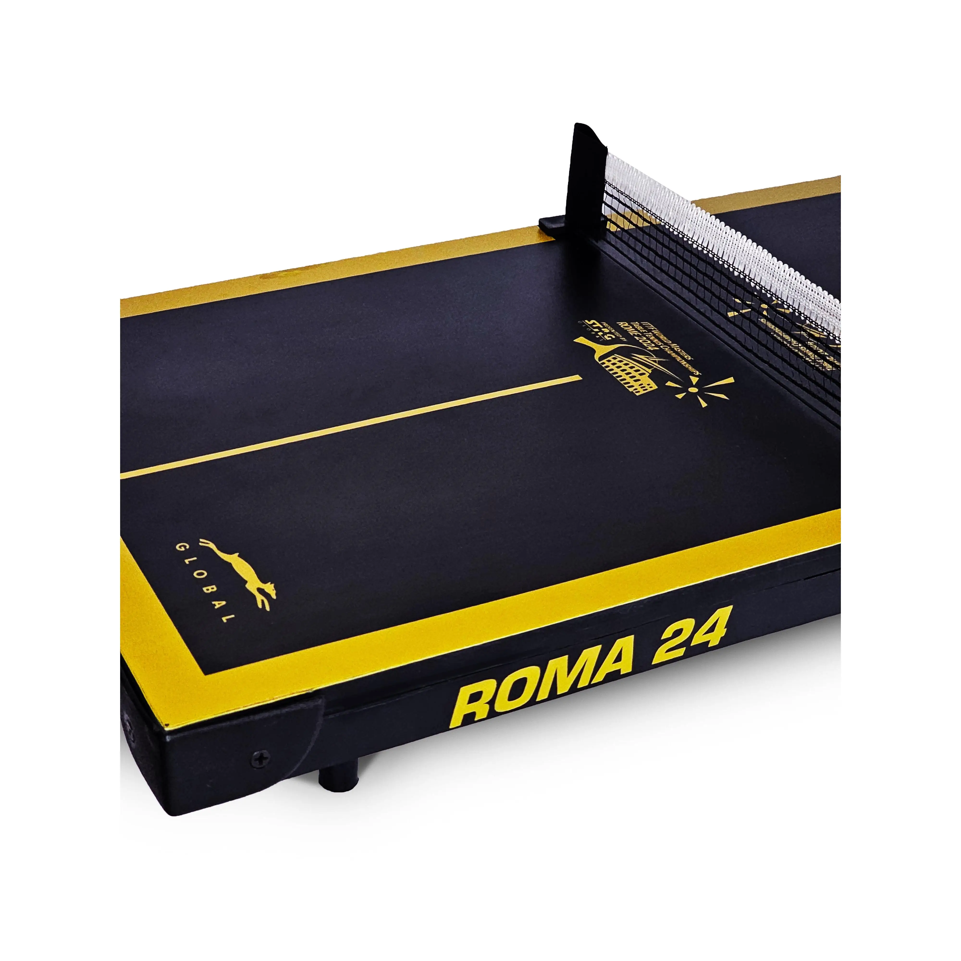 Лимитированная серия STAGGLOBAL ROMA WORLD MASTERS CHAMPIONSHIP 2024 черно-золотой стол для настольного тенниса
