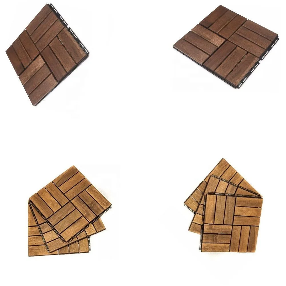 
Acacia Wood Interlocking Deck Tiles, Plastic wood composite interlock deck tile or Plastic Decking Flooring Tiles B5982  (1700005417063)