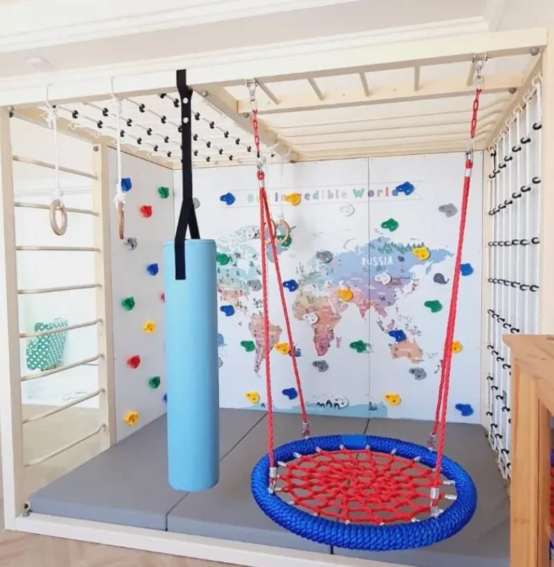 Dia 120cm 100cm Multicolor bird nest swing for children playground swing with hanging rope