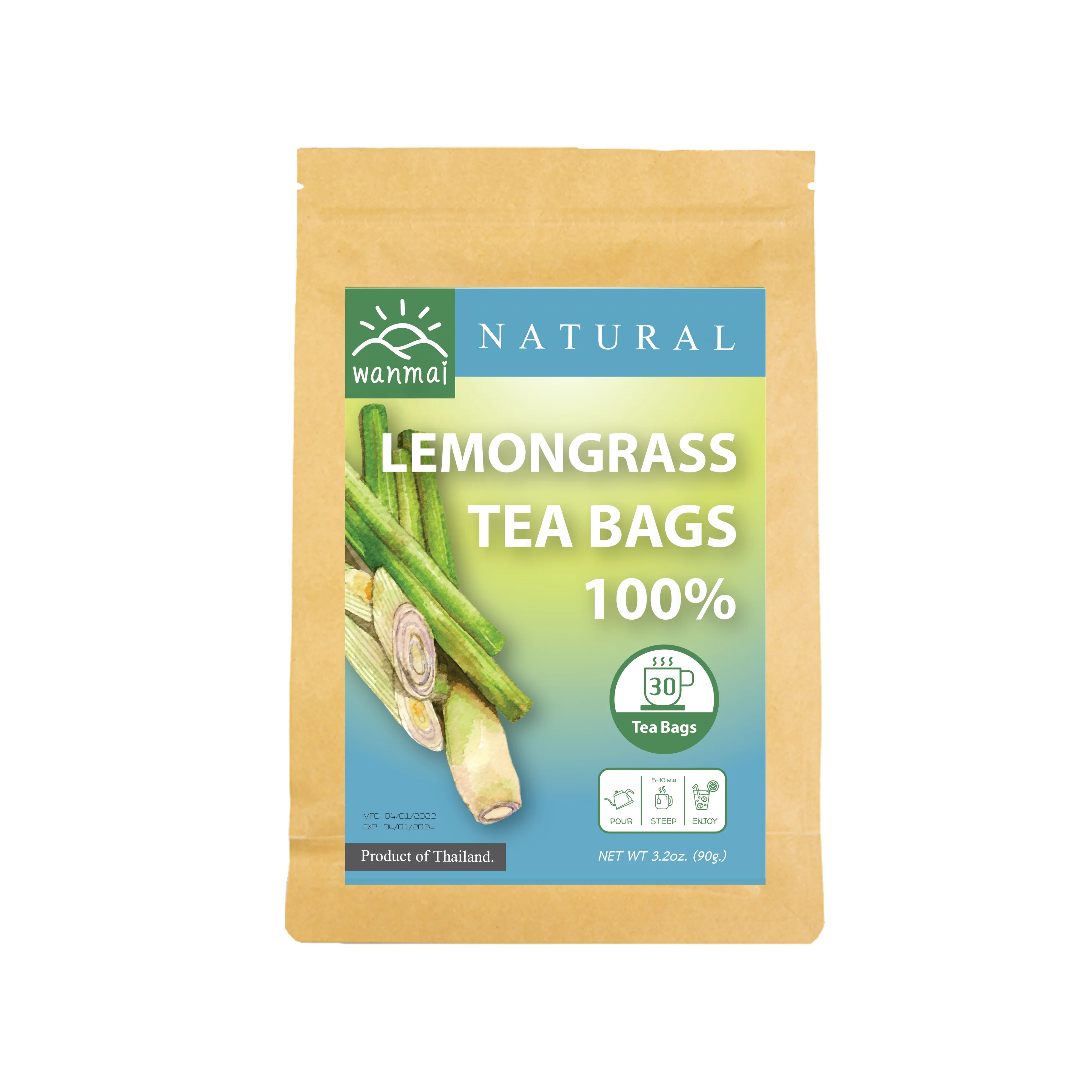 WANMAI29 Lemongrass Tea Natural Herbal Plant Gotu Kola/Hydrocotyle Asiatica/Centella Asiatica Extract