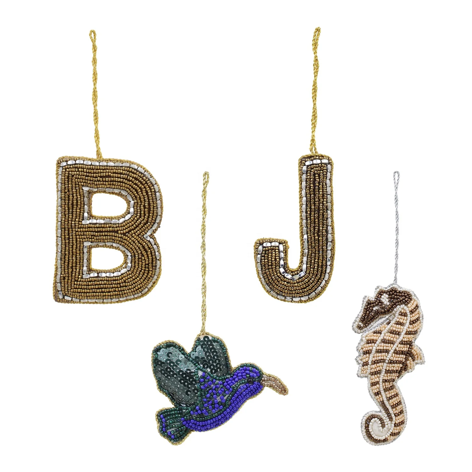 Handmade Christmas Decorations Ornament Customizable Velvet Satin Santa Socks Embroidered Beaded Giraffe Elephant Tree