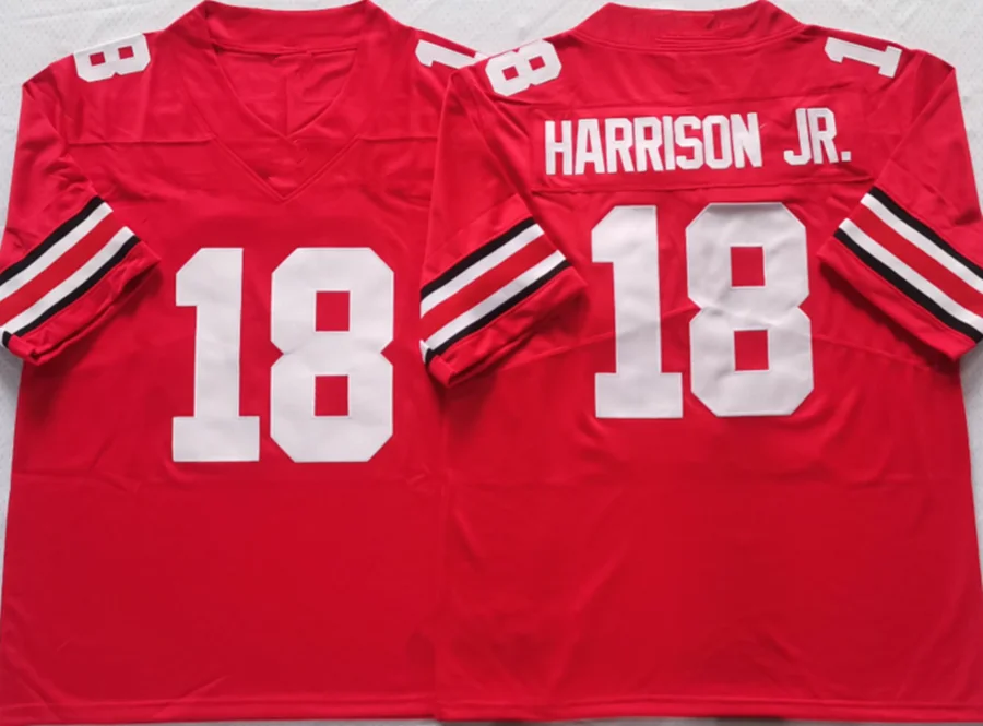 Mens Ohio State College Football Jerseys 18 Marvin Harrison JR. Stitched F.U.S.E. Limited Player Jersey - Gray Red Black