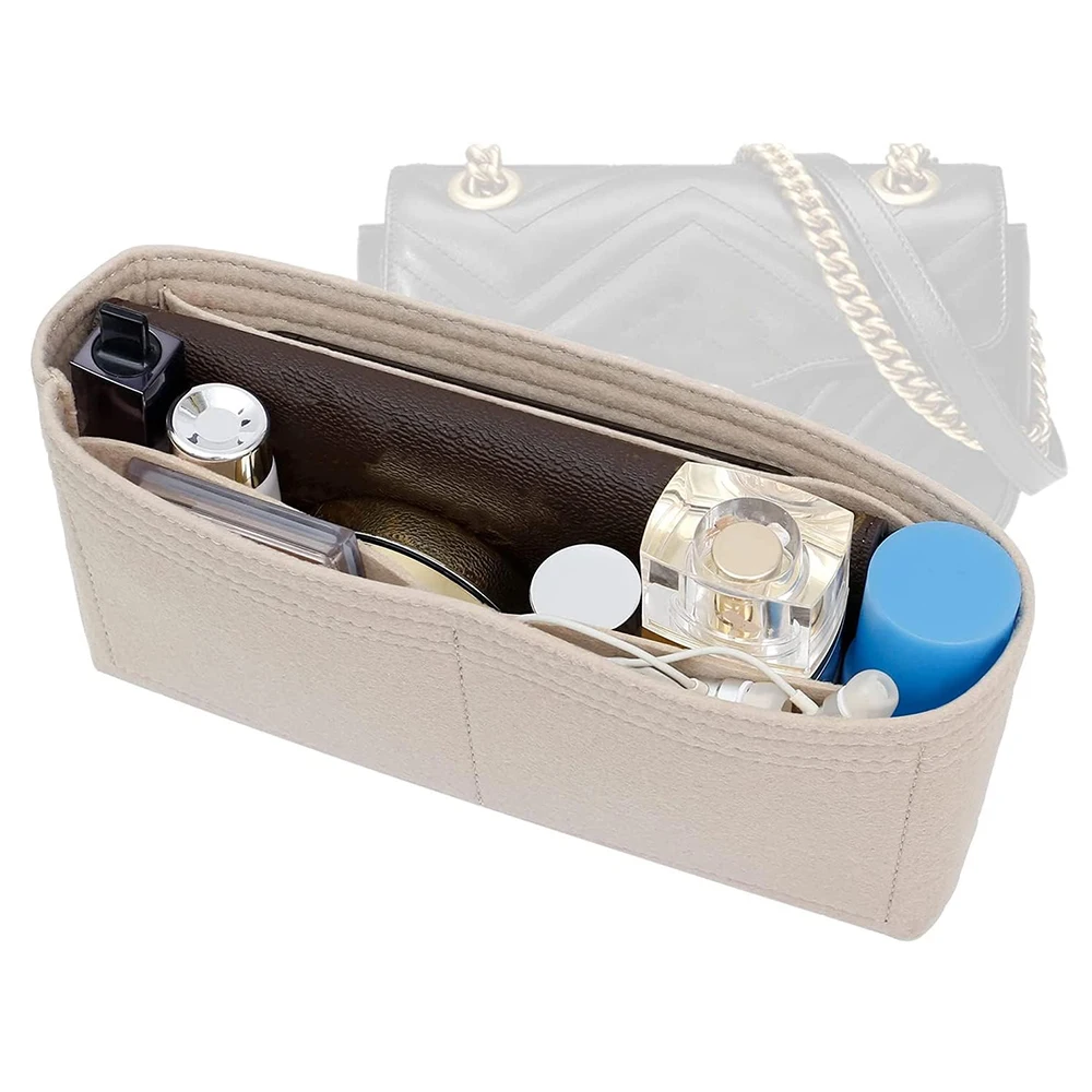 BSCI Beige Felt Fabric Purse Shaper with pockets Handbag Tote Organizer Insert Bag
