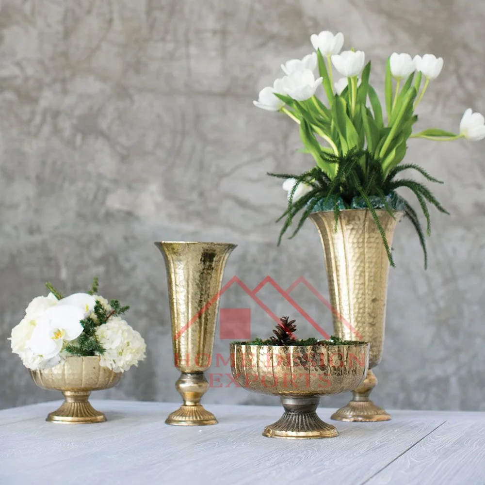 Metal Compote Flower Vase Bowl for Wedding Table Centerpieces Premium Quality Antique Silver Pedestal Flower Bowl Vases for Sale