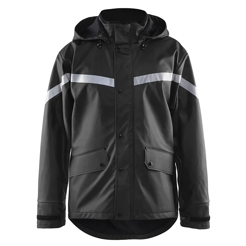 EN 343 Waterproof PU Coated Rain Jacket Welded Seams Protective Clothing