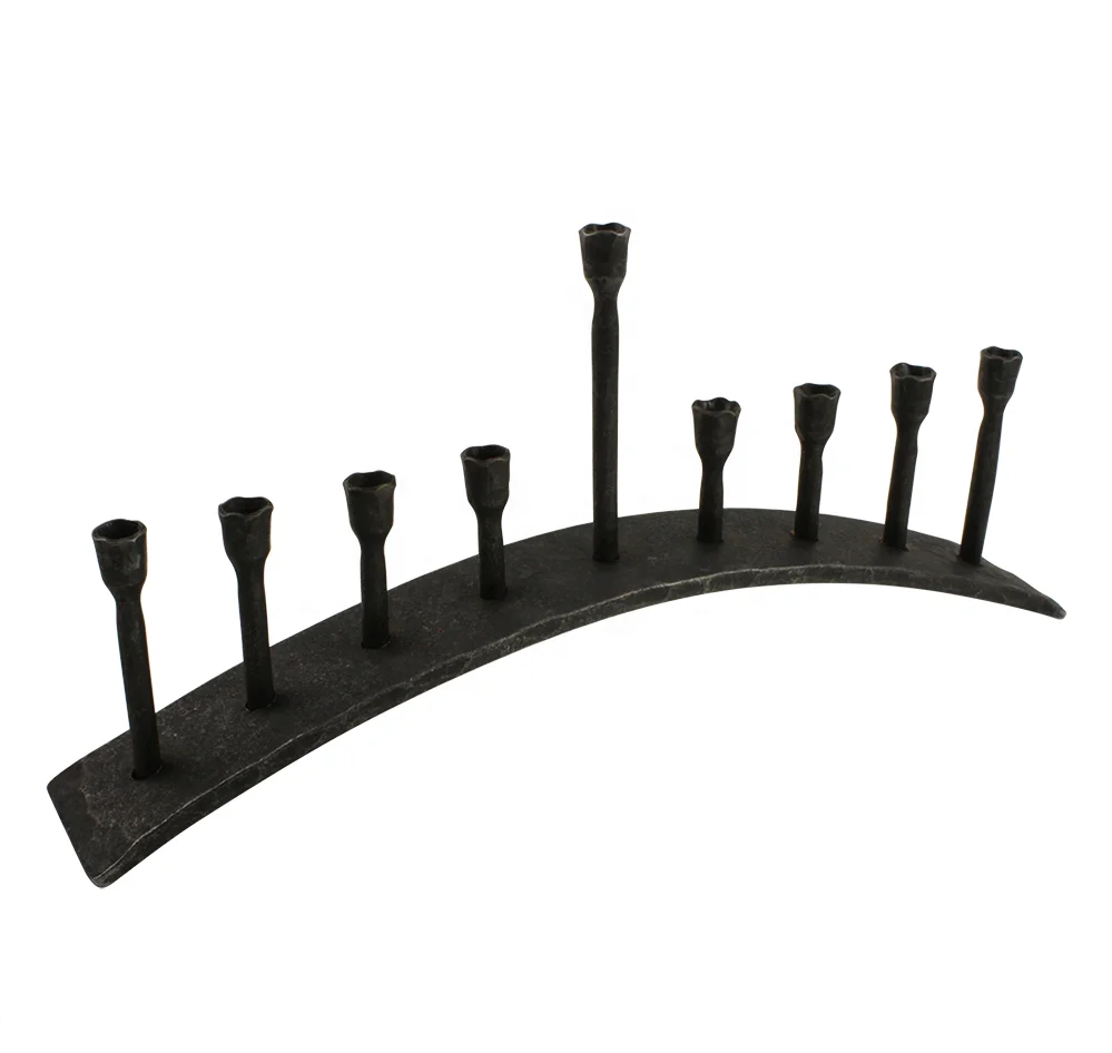 Direct Factory Wholesale wrought iron candles Menorah Chanukah Hanukkah Lamp Crystal arch flame curve architectural design