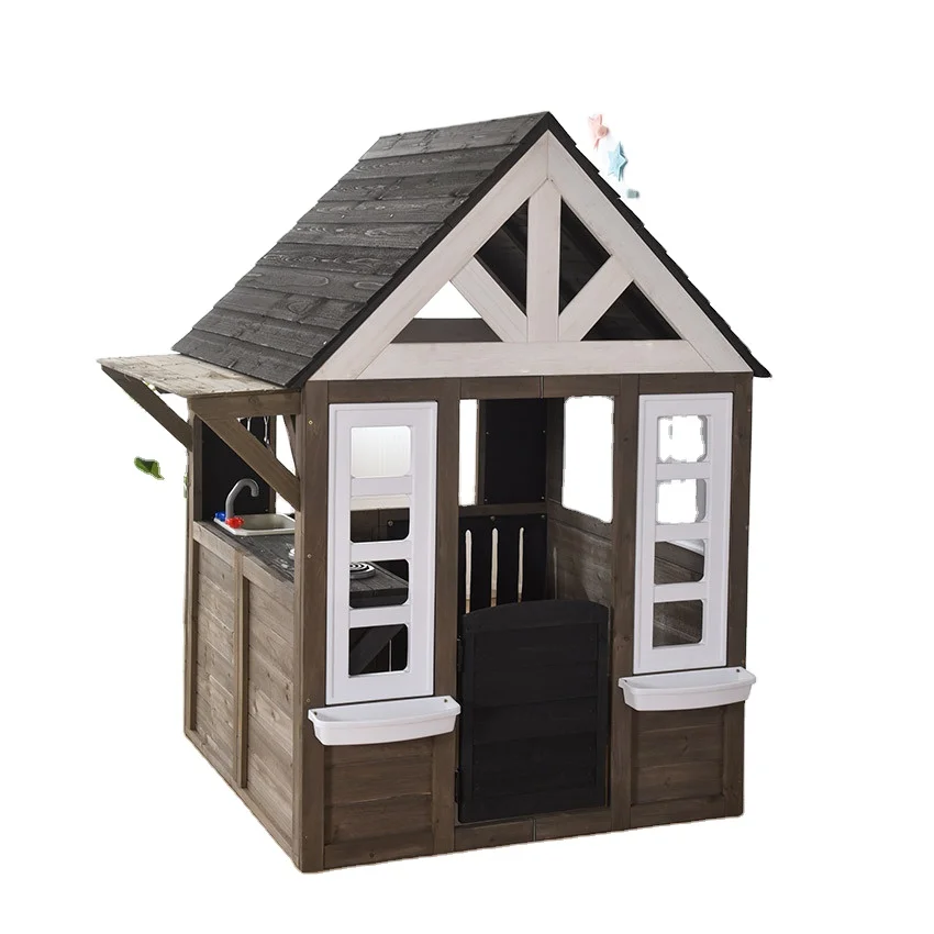 Outdoor playhouse Outdoor Wooden Play Equipment For The Garden Playhouse Kids Outdoor House