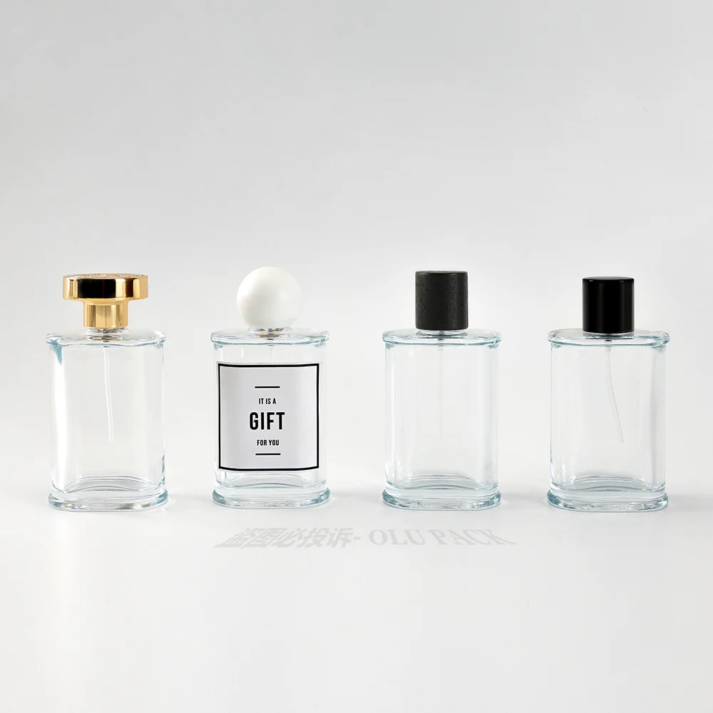 Factory Supply Low MOQ Clear Refillable Brand Perfume Package 100ml French Parfum Glass Scent Bottle with Custom Label