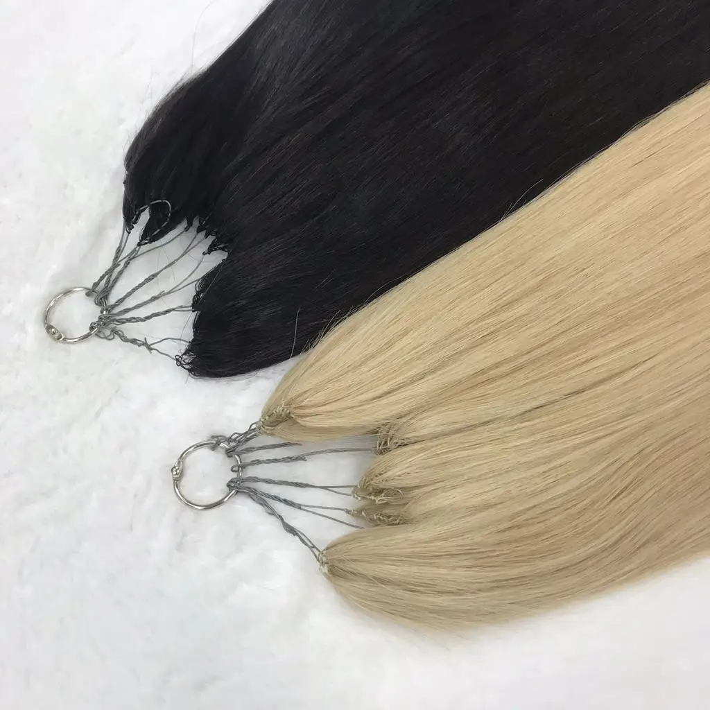 Wholesale Price Natural black Feather weft hair extensions wigs from full cuticle aligned Vietnamese hair bundles vendors