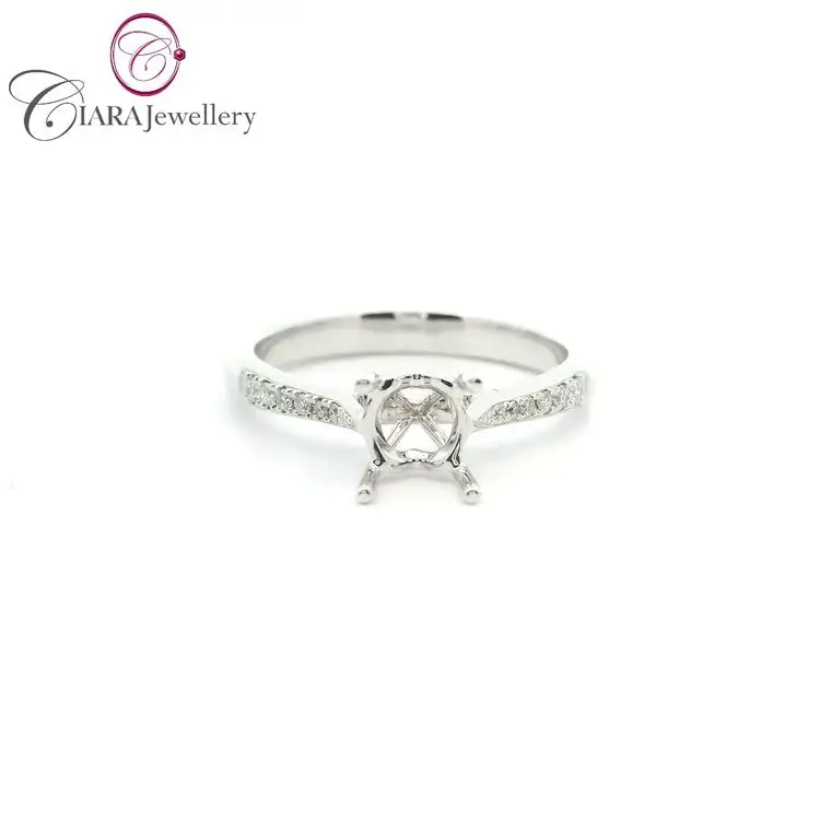 18K AU750 CLASSIC WHITE GOLD NATURAL DIAMOND SINGLE BAND 4 PRONGS 1.00CT ROUND SHAPE RING MOUNT