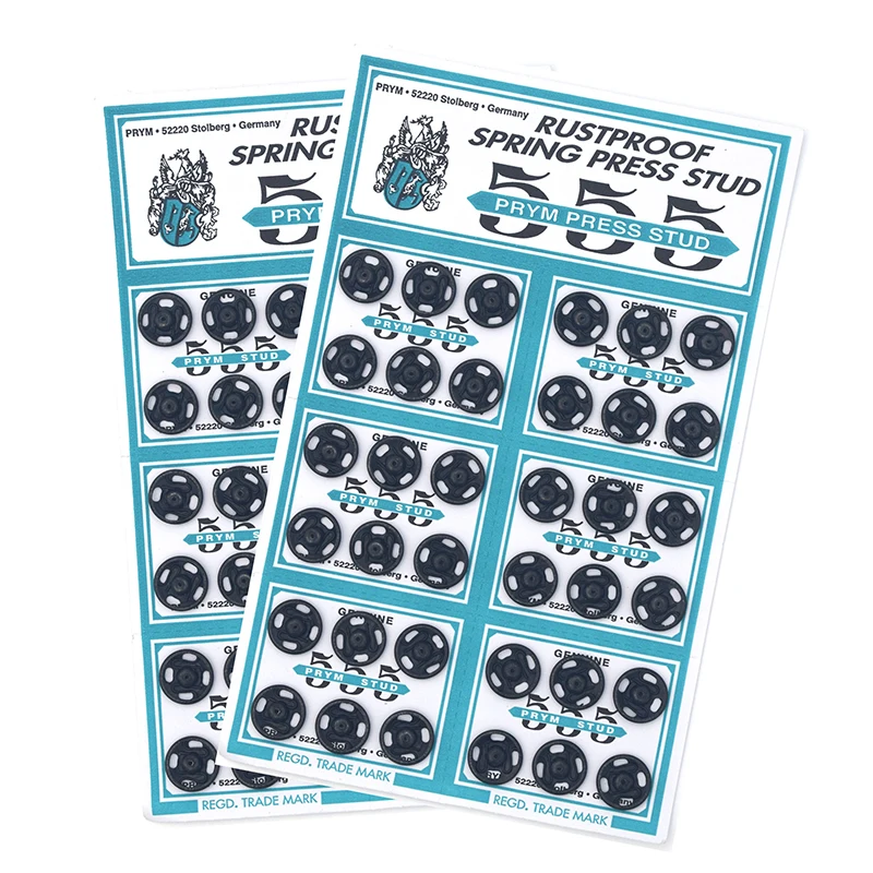 Prym 34G06SKB 6MM Sew-On Snap Fasteners Large Buttons Metal Press Studs Buttons for Sewing