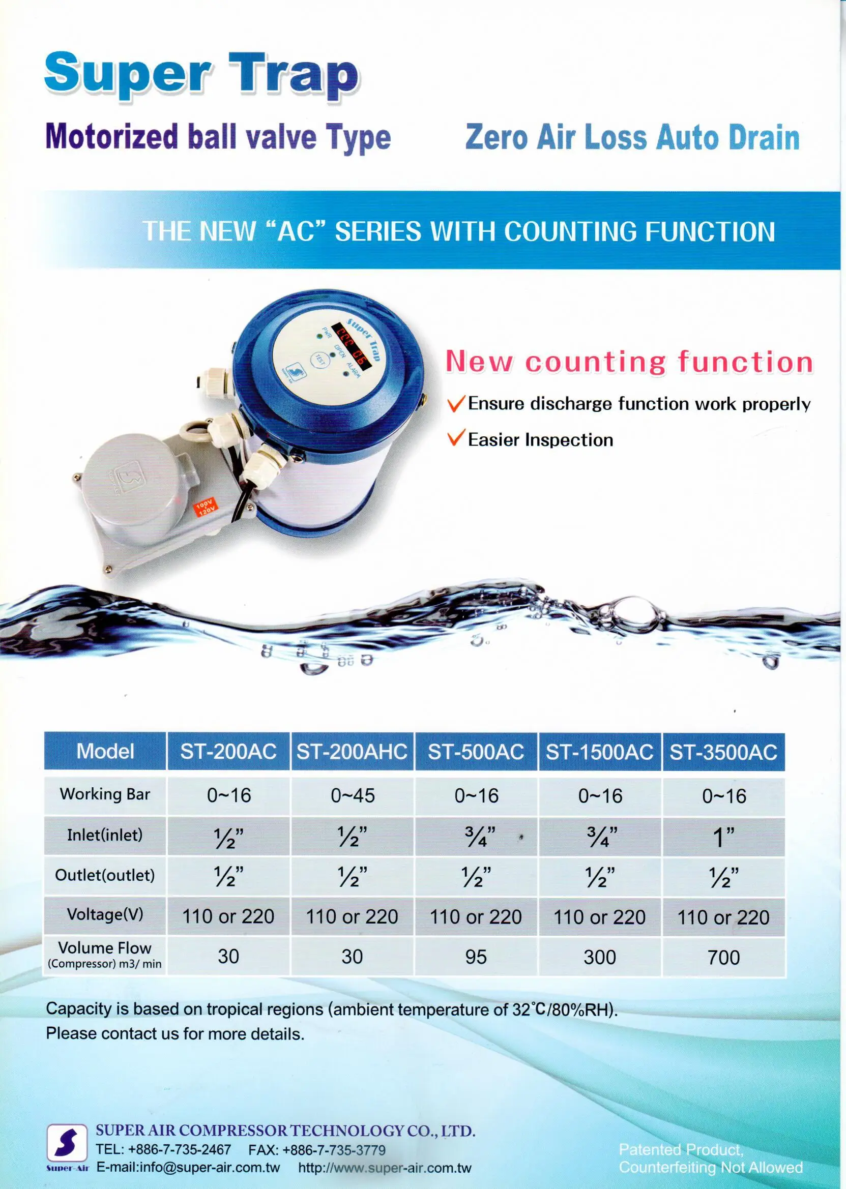 Super Trap ST-200AC Exceptional  None Air Loss Ball Type Valve Automatic Condensate Drain for Air Compressed System
