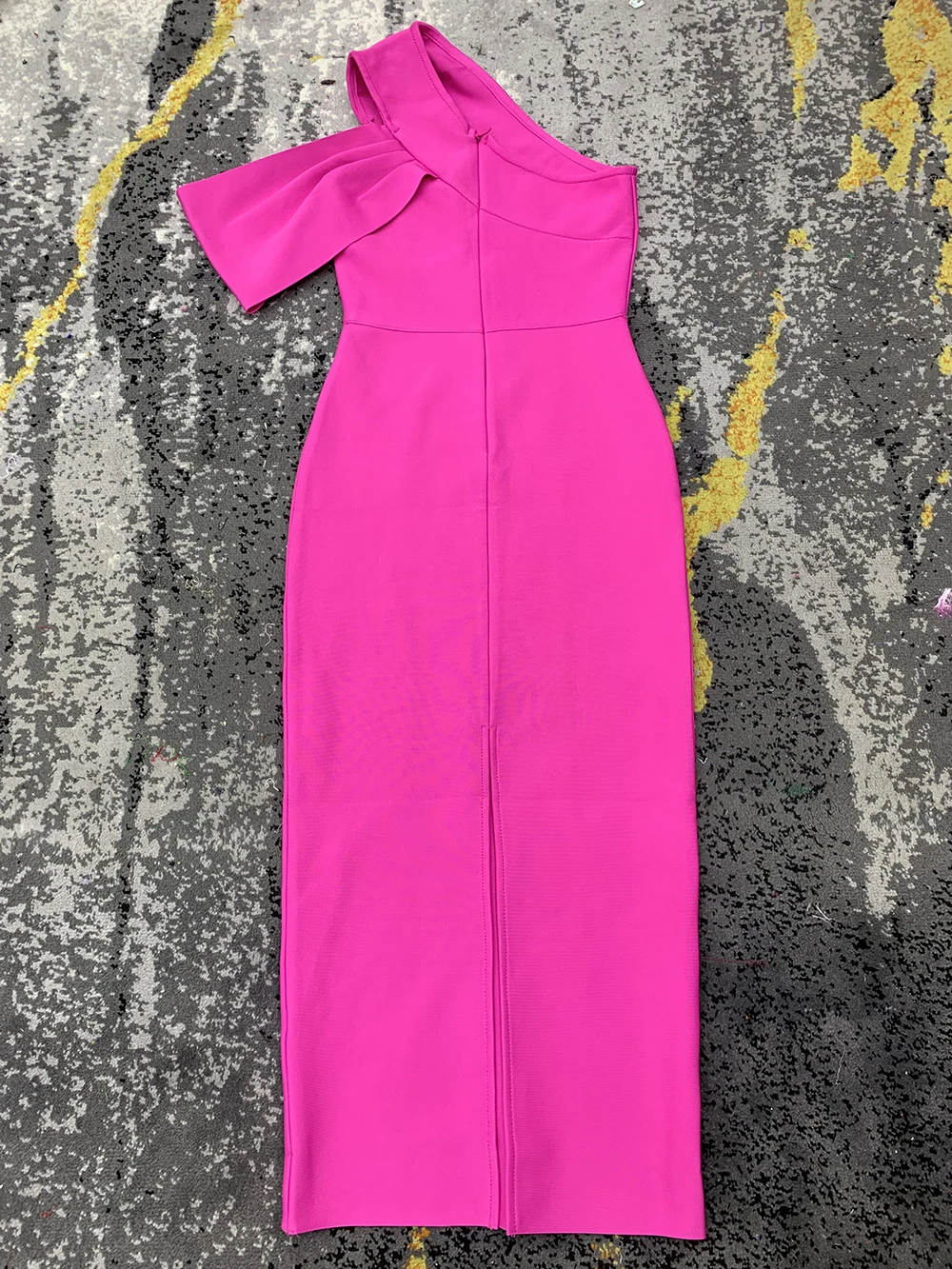 New Fashionable One Shoulder Backless Long Dress 2023 Elegant Rose Red Sleeveless Slim Tight Casual Slim Bandage Party Dress