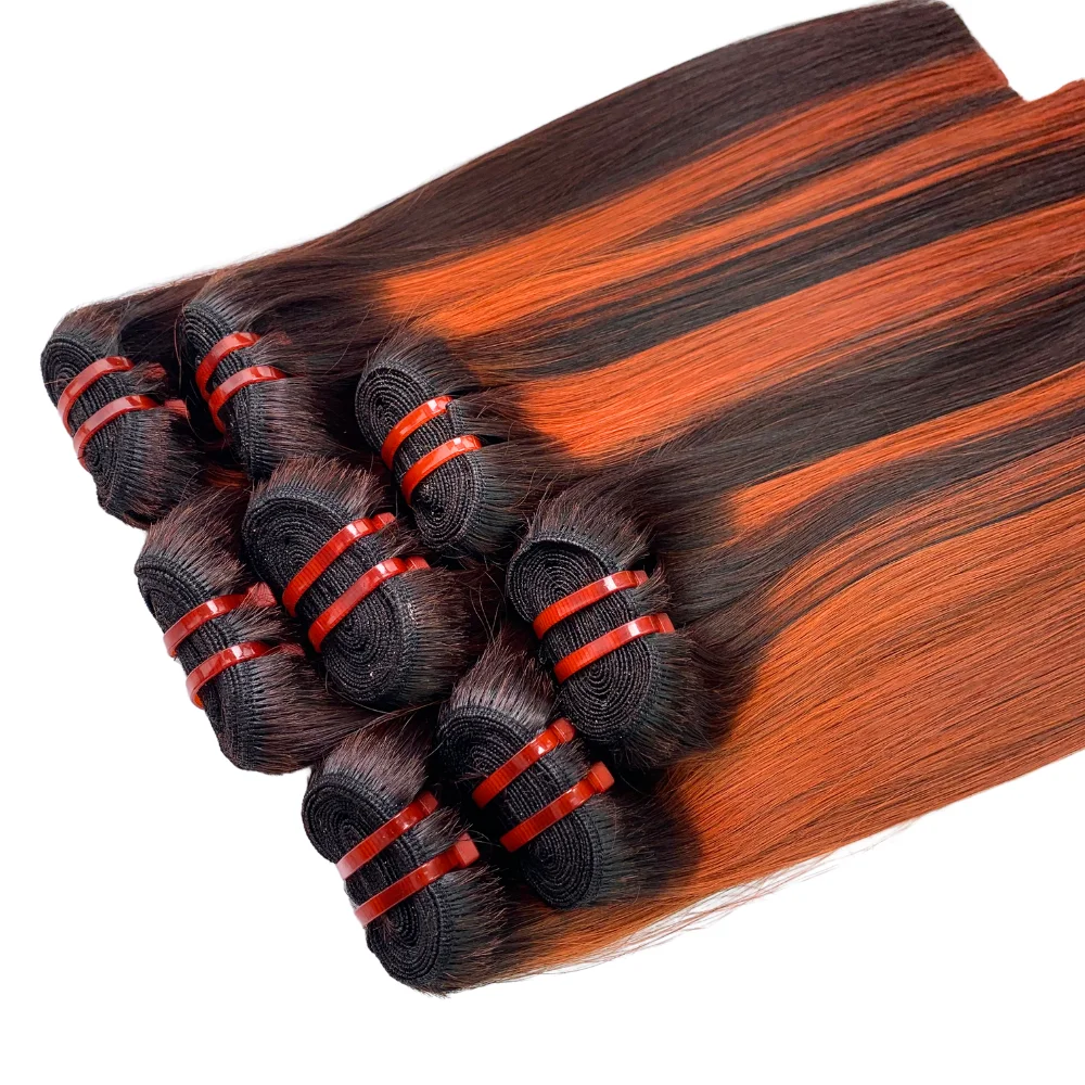 Wholesale Colored Weave Bundles 100% Human Hair 12A Grade Piano Orange Color Bone Straight Raw Vietnamese Hair Bundle