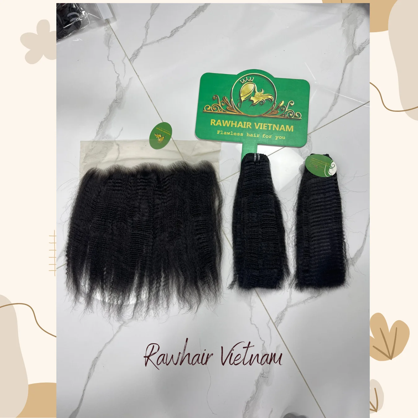 Hot hot Yaki Straight Natural Black Hair Extensions Super Double Drawn with frontal 13x4 from Rawhair Business Vietnam