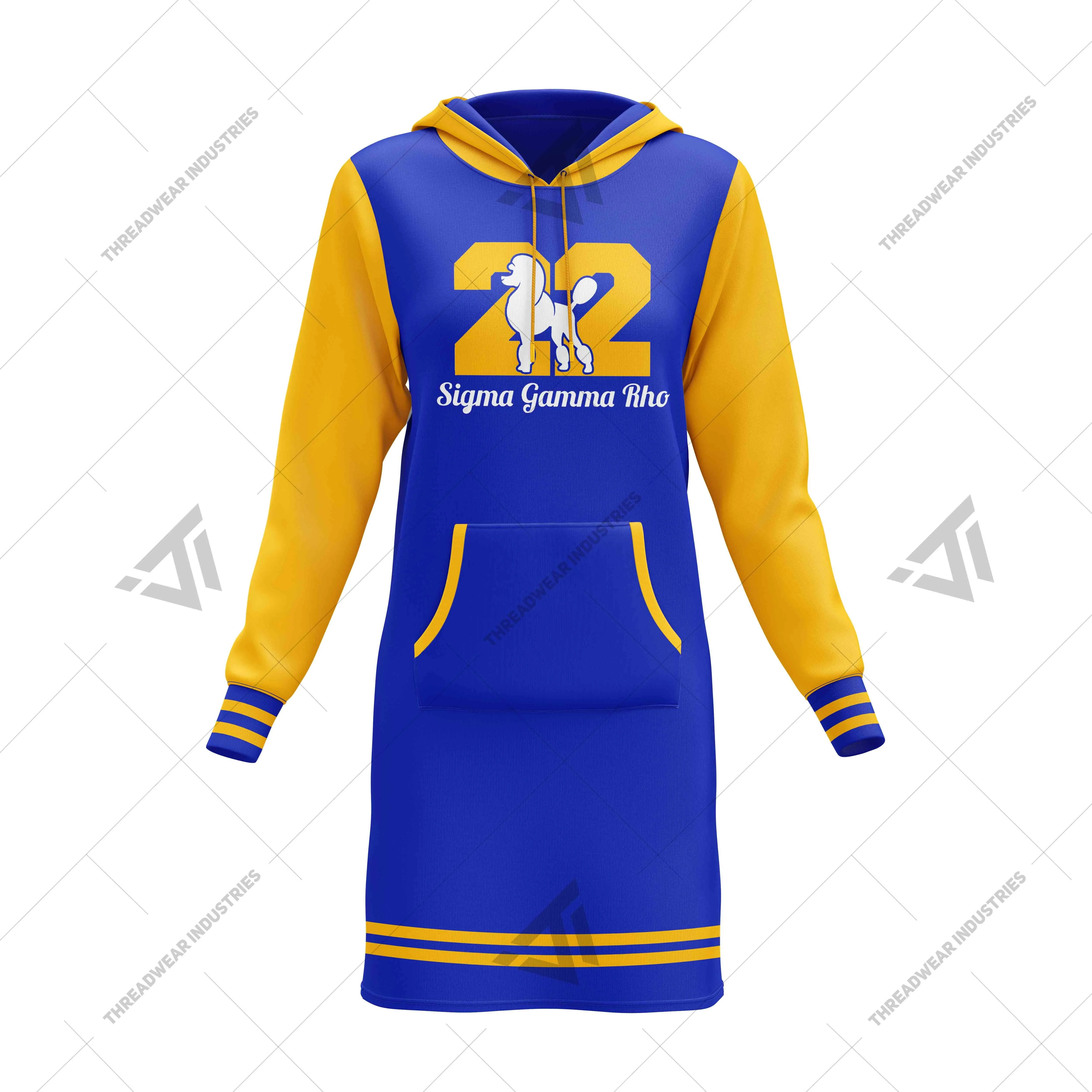 Custom Wholesale Sigma Gamma Rho 1922 Sorority Clothing Sublimated Hooded Dress Greek Paraphernalia