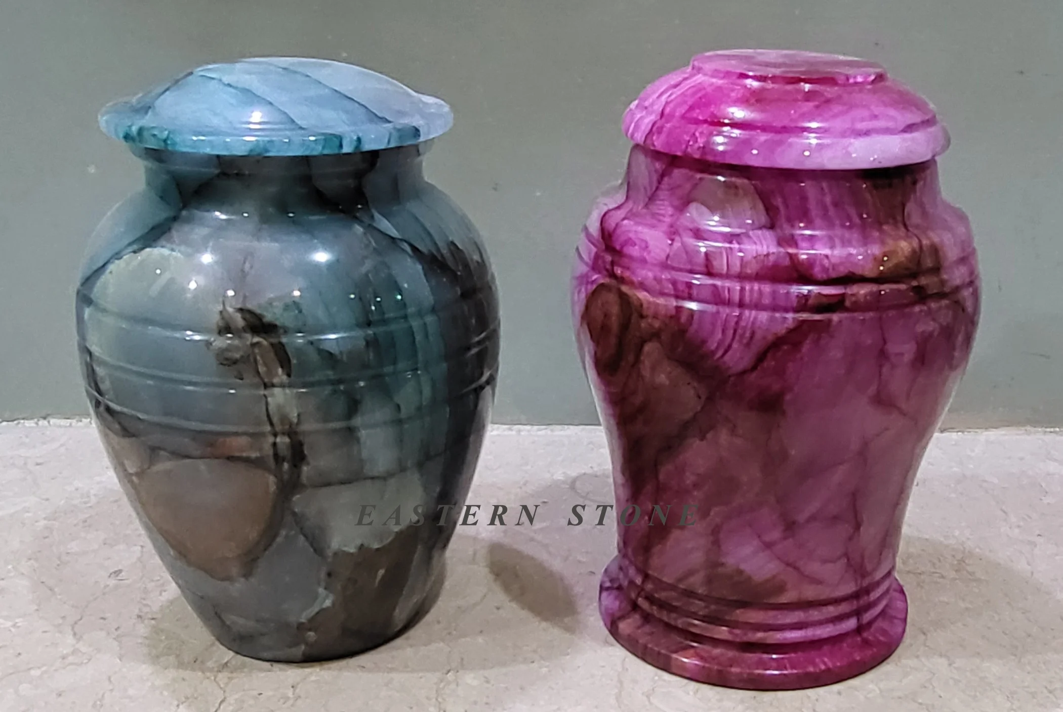 BIODEGRADABLE SAND STONE ASH URNS, WOODEN CREMATION URNS, ONYX STONE FUNERAL URNS