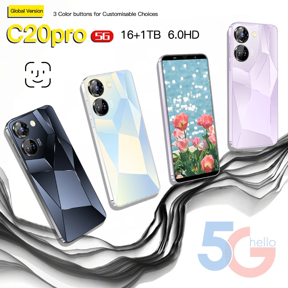 2024 Новое поступление C20 Pro оригинальная Косметическая камера длительный срок службы батареи большой объем телефона мобильный смартфон с Android
