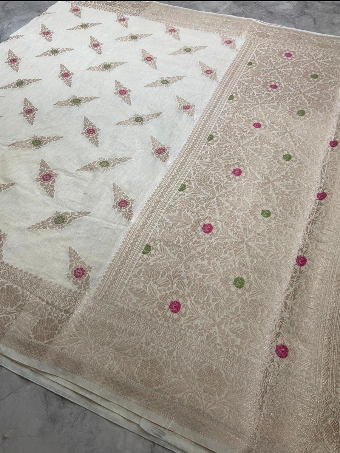 Party wear designer embroidered net silk design Indian ladies wear white color saree with blouse piece