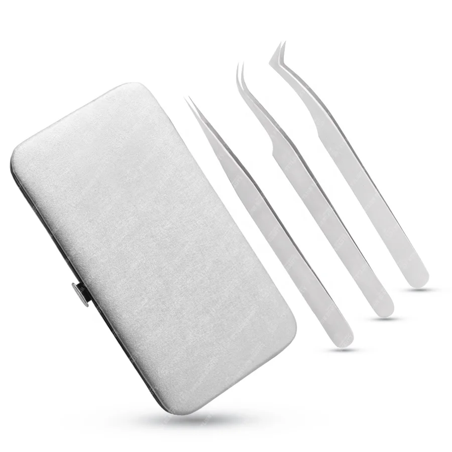 Pink Color Straight Tweezers Eyelash Extension Tweezers Punch color Multi points Custom marking pliers