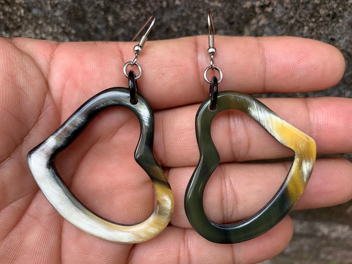 Made in Vietnam products handmade gift buffalo horn white earrings jewelry 2024 hot sale