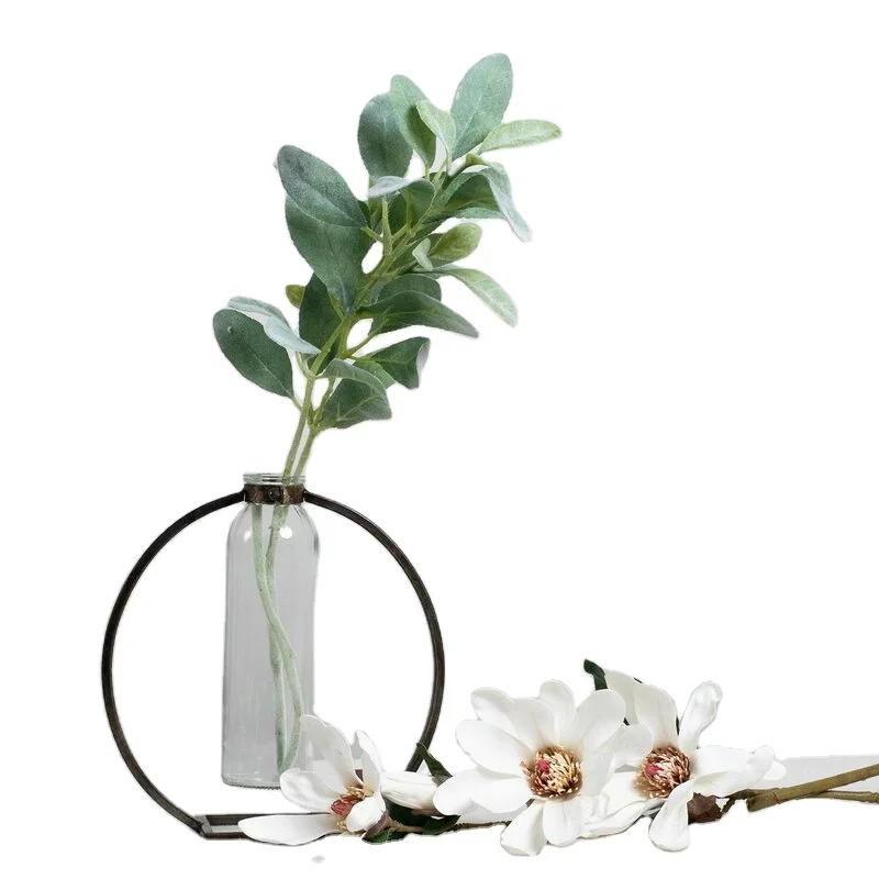 Best selling Black iron Luxury Glass Flower Vase With Metal Frame For Home Office  Room decoration Table Decor Gift Item