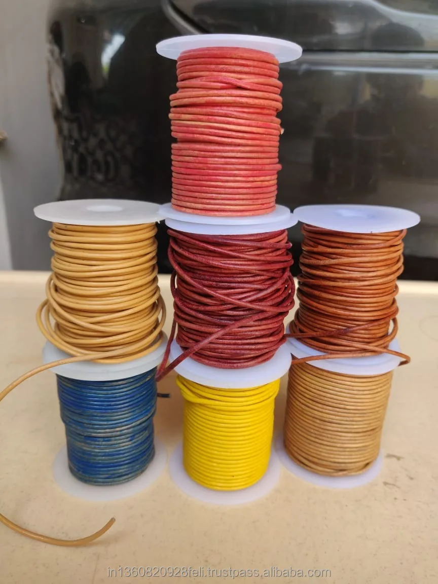 Gold And Bronze Colored Round Leather Cord For Jewelry Making
