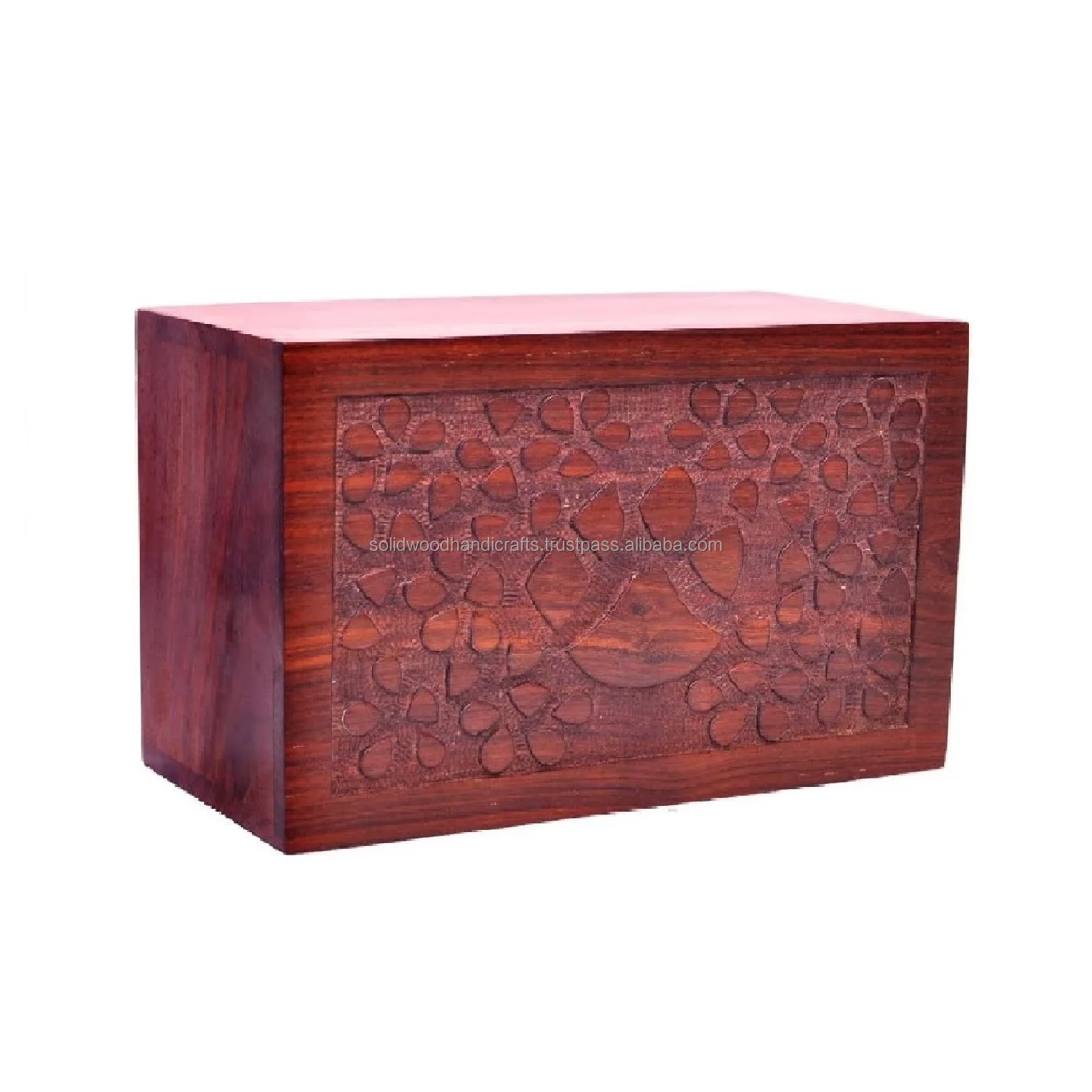 Rosewood Brass Paw Print Urn Box For Pet Ashes | Wood Cremation urns | Decorative Urns