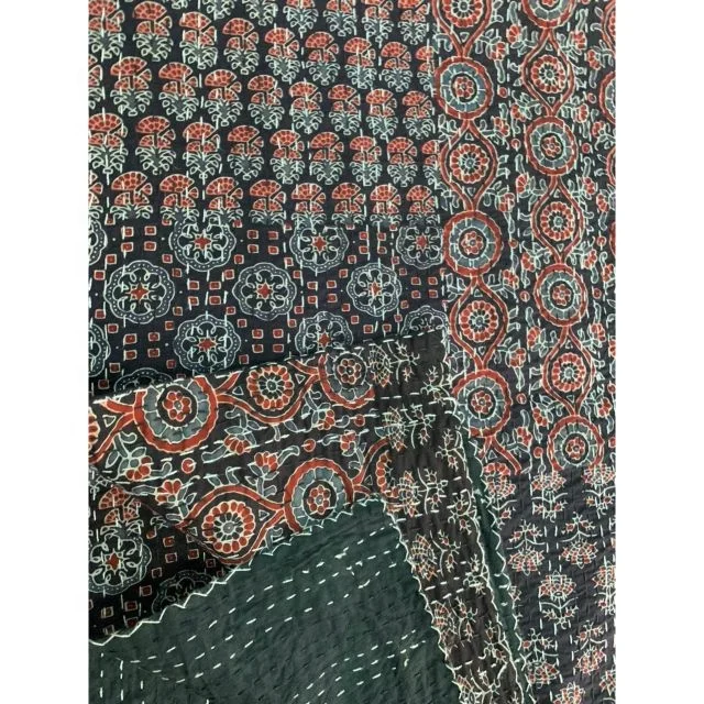 Ajrakh лоскутное покрывало большого размера ручной работы однотонное мягкое всесезонное kantha